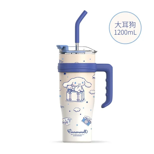 1200ml Sanrio Thermos Bottle Cold Ice Cute Hello Kitty Kuromi Cinnamoroll Melody Stainless Steel Water Bottle Tumbler Straw Gift - Image 7