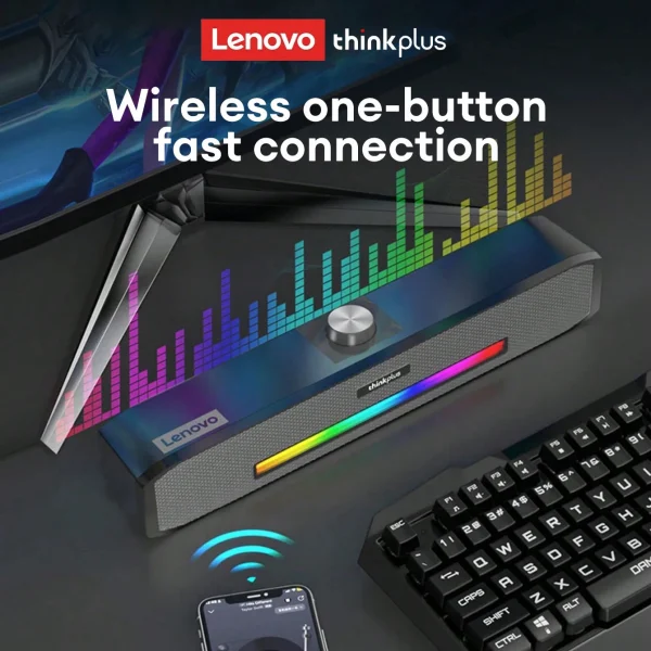 Lenovo Original TS33 Wired and Bluetooth 5.0 Speaker 360 For Desk Computer Subwoofer Home Movie Surround Sound Bar Audio Speaker - Image 5