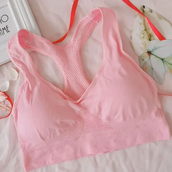 Women Breathable Sports Bra Absorb Sweat Shockproof Padded Gym Running Fitness Double Layer Seamless Yoga Sports Bra Underwear - Image 5