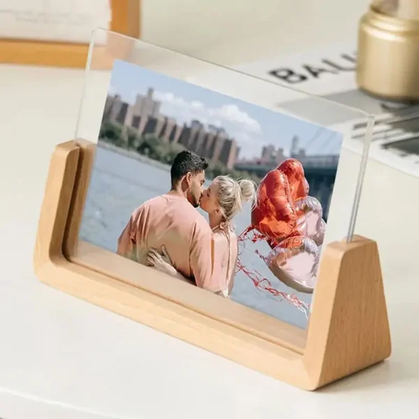 Beech Wood Creative Photo Frame Acrylic U Shape Transparent Frame 13X18 15X20 Desktop Pictures Frame For Home Modern Decoration - Image 2
