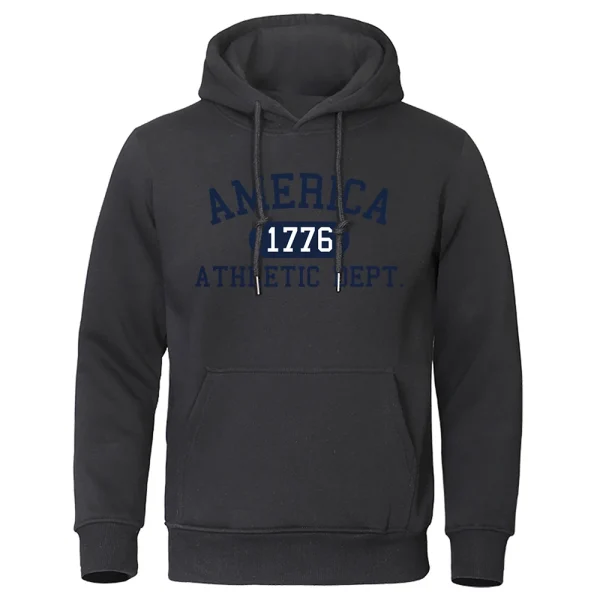 America 1776 Athletic Dept Letter Print Mans Hoodies Pocket O-Neck Sweatshirt Autumn Soft Sweatshirt Casual Loose Man Clothing - Image 18
