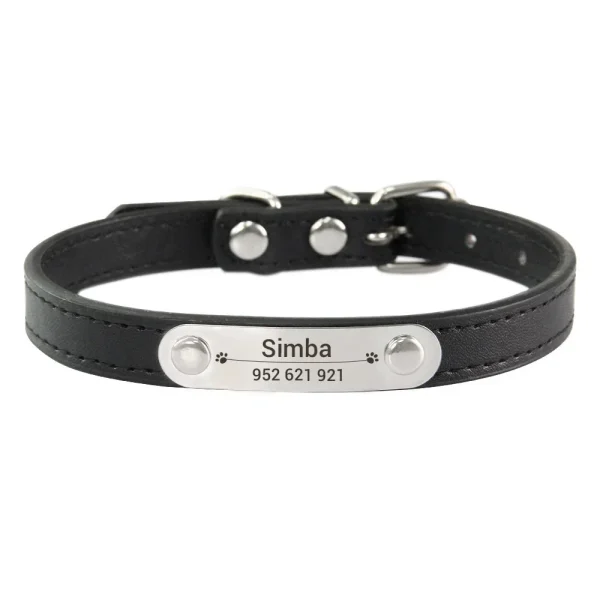 Personalized Dog Collar Name Carved ID Anti-lost Solid PU Leather Collar For Small Medium Large Dogs Puppy Cat Pet Supplies Pink - Image 9