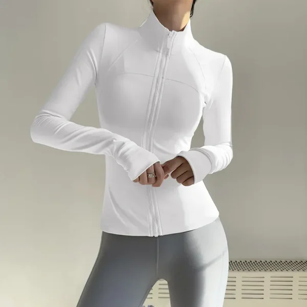Women Zip Fitness Clothes Long Sleeve Sports Jacket Gym Clothes Woman Yoga Shirt Quick Dry Top Sunscreen Sportswear Yoga Clothes - Image 2