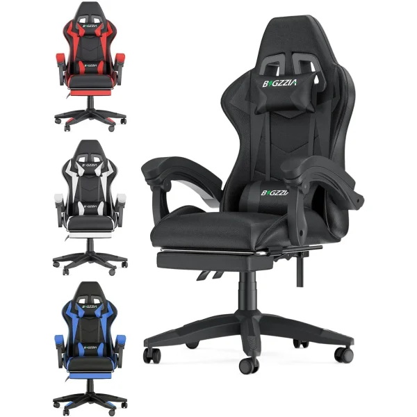 Gaming Chair with Footrest Gamer Chairs Ergonomic with Lumbar Cushion Headrest Gaming Chair Height Adjustable Computer Chair - Image 7