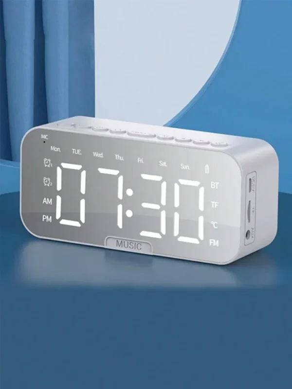 AI Smart Alarm Clock Wireless Speaker, Multi-functional Subwoofer Electronic Clock Announcer, High Sound Quality Mini Wireless S - Image 3