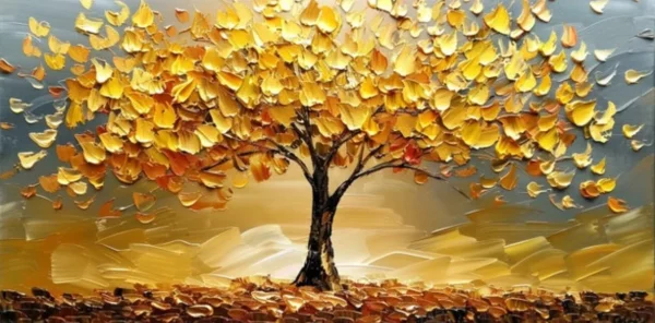 Abstract Golden Tree Prints Oil Painting on Canvas Yellow Life Tree Wall Art Modern Lucky Money Tree Canvas Poster Home Decor - Image 8