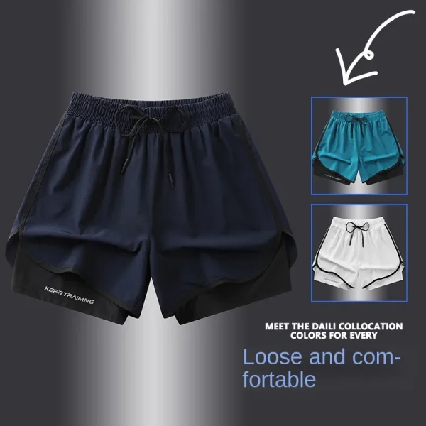 【 S-5XL 】 NASA GISS Sports Three Piece Pants Summer Popular Anti glare Double layered Sports Shorts for Men and Women Couples Ru - Image 4