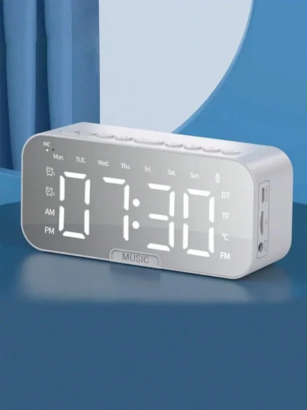 AI Smart Alarm Clock Wireless Speaker, Multi-functional Subwoofer Electronic Clock Announcer, High Sound Quality Mini Wireless S - Image 7