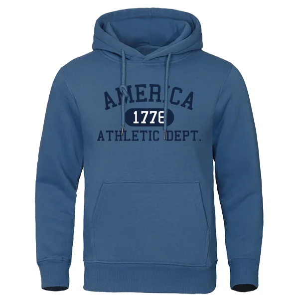America 1776 Athletic Dept Letter Print Mans Hoodies Pocket O-Neck Sweatshirt Autumn Soft Sweatshirt Casual Loose Man Clothing - Image 13