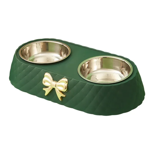 Pet Supplies Bow-tie Bowknot Cats Food Bowl PP Base Dog Bowl Stainless Steel Double Pet Accessories Feeding Drinking Double Bowl - Image 5