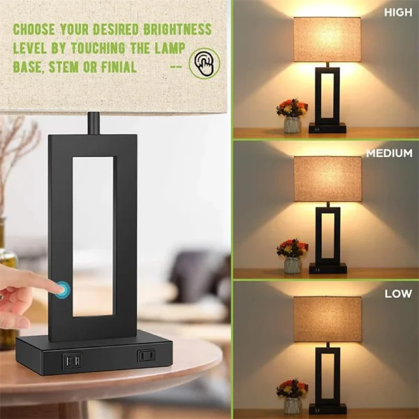 Bedside Lamp With 2 USB Ports Touch Control Table Lamp 3-Way Dimmable Bedroom Modern Nightstand Lamp For Living Room - Image 5