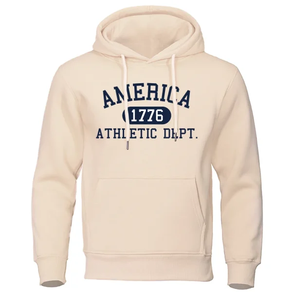 America 1776 Athletic Dept Letter Print Mans Hoodies Pocket O-Neck Sweatshirt Autumn Soft Sweatshirt Casual Loose Man Clothing - Image 7