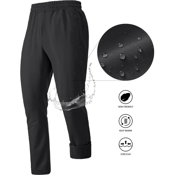 TACVASEN Men's Fleece Lined Track Pants Fall Winter Thermal Warm Jogger Pants Waterproof Workout Casual Drawstring Sweatpants - Image 7