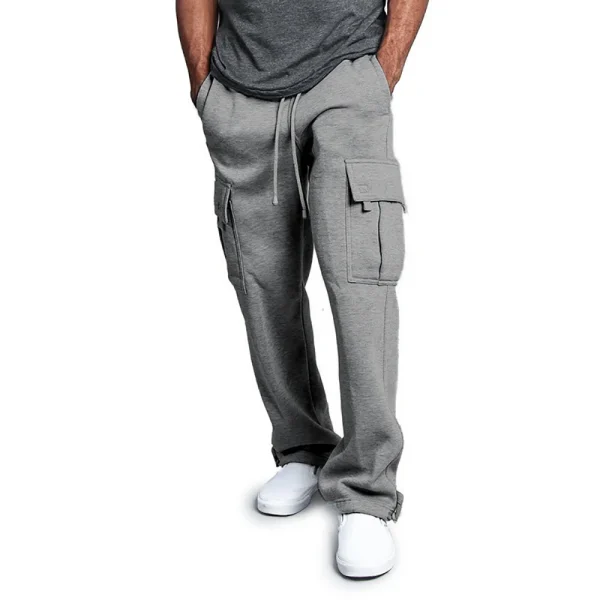 Mens Sweatpants Straight Fit Joggers for Sports and Streetwear Loose Oversized Drawstring Long Pants Men Multi-pocket Pants - Image 4