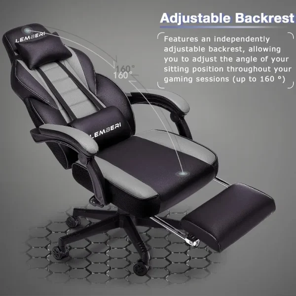 LEMBERI Gaming Chairs with Footrest,Ergonomic Video Game Chairs for Adults,Big and Tall Chair 400lb Weight Capacity - Image 4