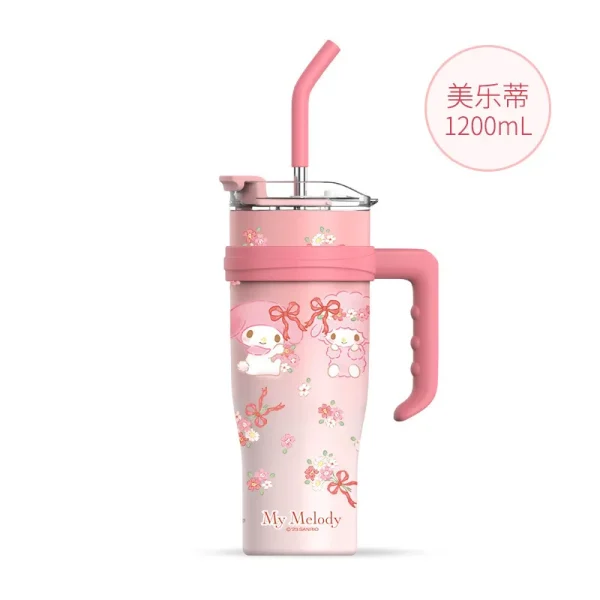 1200ml Sanrio Thermos Bottle Cold Ice Cute Hello Kitty Kuromi Cinnamoroll Melody Stainless Steel Water Bottle Tumbler Straw Gift - Image 19