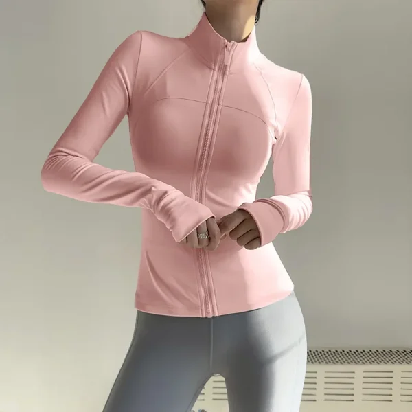 Women Zip Fitness Clothes Long Sleeve Sports Jacket Gym Clothes Woman Yoga Shirt Quick Dry Top Sunscreen Sportswear Yoga Clothes - Image 5