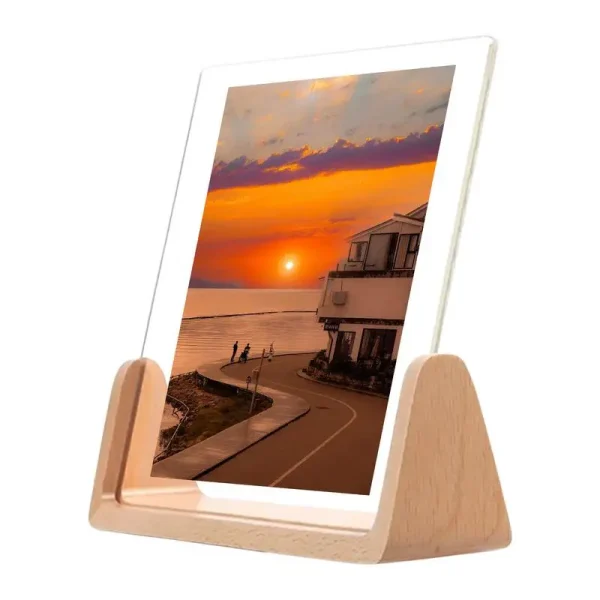 Beech Wood Creative Photo Frame Acrylic U Shape Transparent Frame 13X18 15X20 Desktop Pictures Frame For Home Modern Decoration