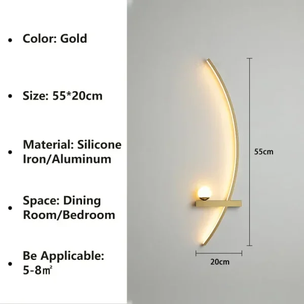 Modern LED Wall Lamp Stripes Wall Sconce for Bedroom Bedside Living Room Study Stairs Home Decor Indoor Lighting Fixture Luster - Image 10