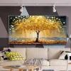 Abstract Golden Tree Prints Oil Painting on Canvas Yellow Life Tree Wall Art Modern Lucky Money Tree Canvas Poster Home Decor - Image 2