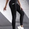 New High Waist Women's Leggings Stretch Yoga Pants Tights With Pockets Push Up Fitness Running Sportswear Solid Color Pants - Image 2