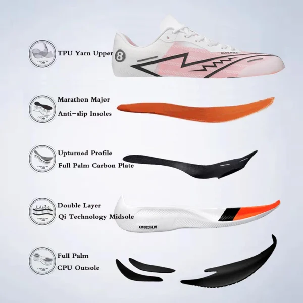 Men's Sports Shoes Full Palm Carbon Plate Running Shoes Men's and Women Marathon Racing Shock-absorbing Athletics Training Shoes - Image 2