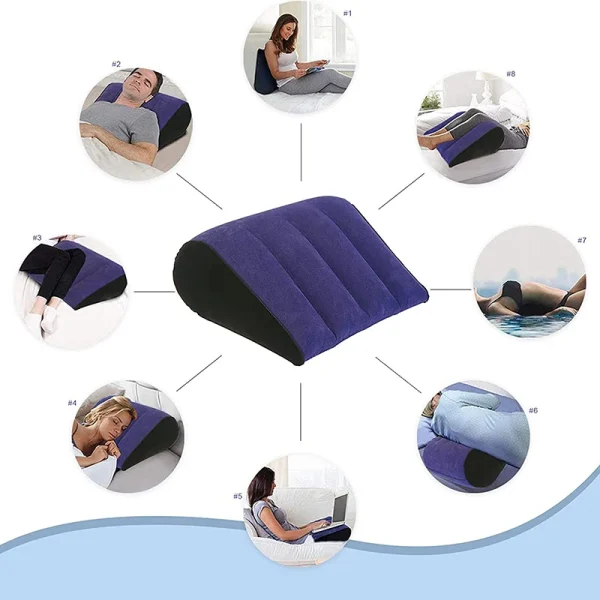 Inflatable Travel Pillow Multifunctional Body Pillow Lumbar Yoga Pillow Travel Positions Support Air Cushion Triangular Pillow - Image 3