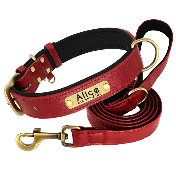 Customized Leather Dog Collar Leash Set Soft Padded Leather Collar For Small Medium Large Dogs With Free Engraved Nameplate - Image 9
