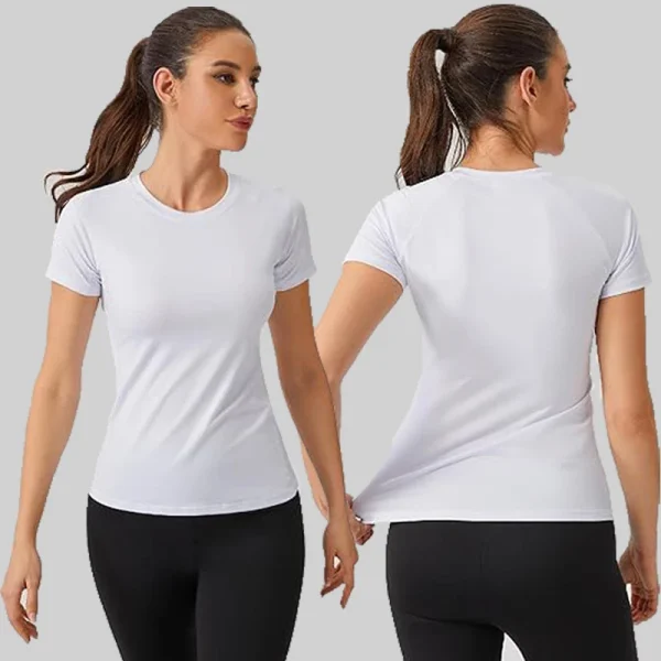 Women's Compression Shirt Short Sleeve Athletic Yoga Running T-Shirt Summer Gym Workout Quick Dry Stretchy Tees Tops Baselayer - Image 6