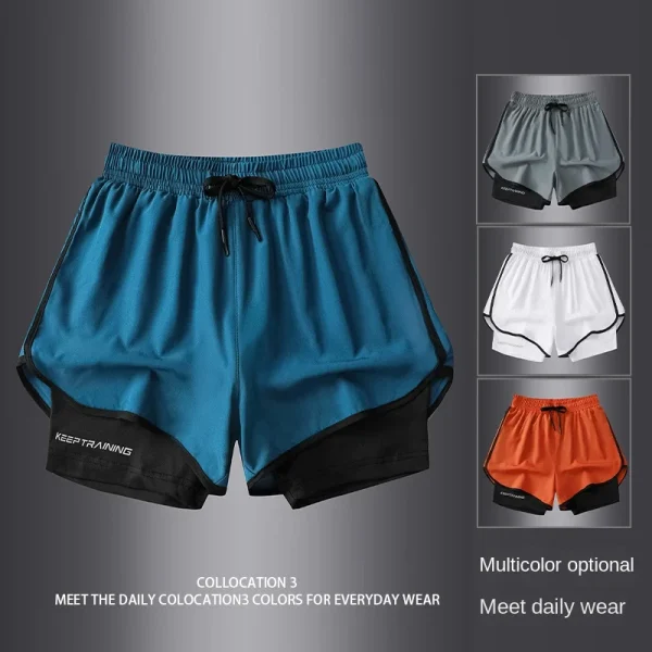 【 S-5XL 】 NASA GISS Sports Three Piece Pants Summer Popular Anti glare Double layered Sports Shorts for Men and Women Couples Ru
