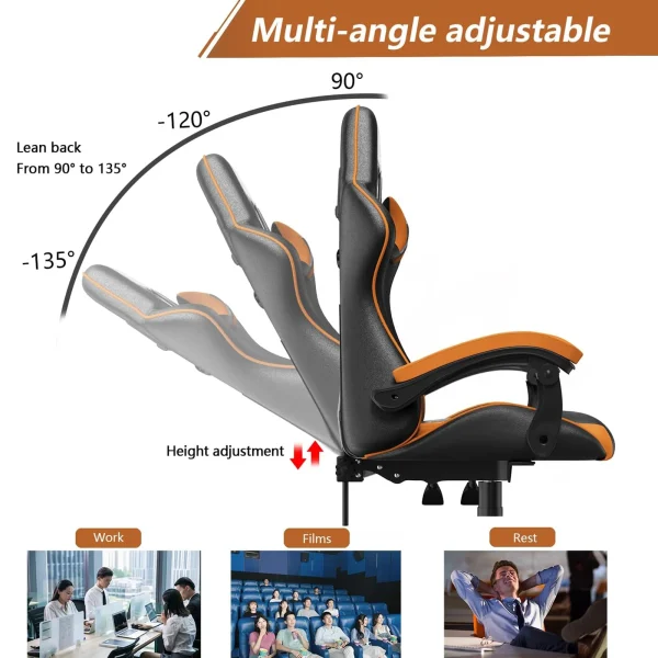 Gaming Chair Office Chair Ergonomic PU Leather Computer Desk Chair with Headrest and Lumbar Support Game Chairs Racing Chair - Image 6