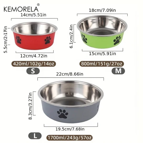 Non-Slip Dog Bowl For Large Medium And Small Cats And Dogs Drinking Water Feeding Pet Bowl Stainless Steel Pet Food Bowl - Image 6