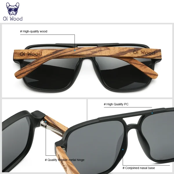 Oi Wood Sunglasses for Men Wood Sun Glasses Man Eyeglasses Polarizing Glasses UVA&B Protection Eyewear ECO-Friendly - Image 5