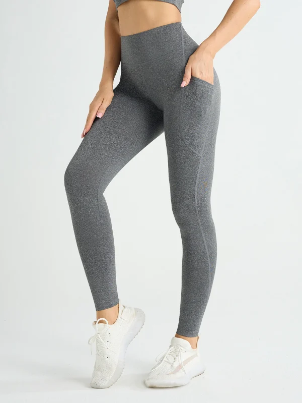 New High Waist Women's Leggings Stretch Yoga Pants Tights With Pockets Push Up Fitness Running Sportswear Solid Color Pants - Image 7