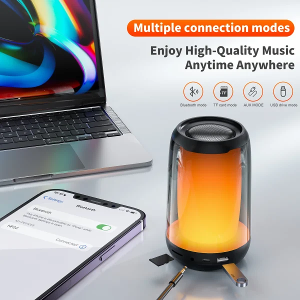 QERE Bluetooth Speaker with Hi-Res 5W Audio,Wireless HiFi Portable Speaker IPX5 Waterproof,Outdoor Multiple connection modes, - Image 3