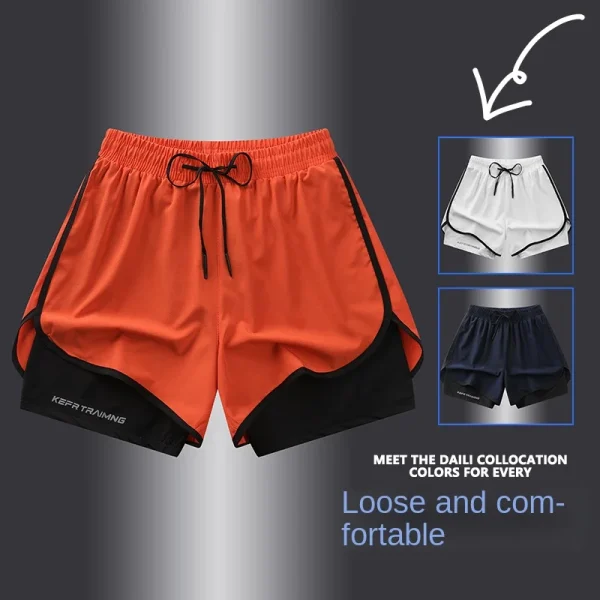 【 S-5XL 】 NASA GISS Sports Three Piece Pants Summer Popular Anti glare Double layered Sports Shorts for Men and Women Couples Ru - Image 3