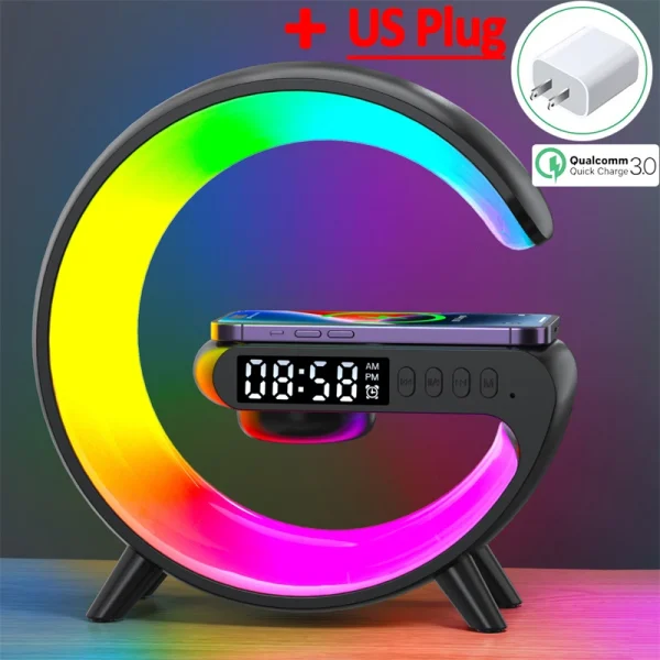 Multifunction Bluetooth Speaker TF RGB Night Light 15W Wireless Charger Stand for iPhone Samsung Xiaomi Fast Charging Station - Image 9