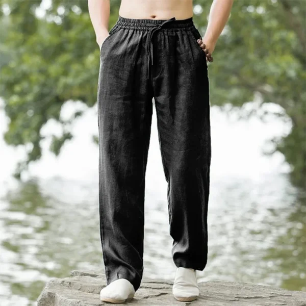 Men's Beach Pants Joggers  Streetwear Cotton Linen Sweatpants Casual Pants Hawaiian Vacation Loose Summer Long - Image 2