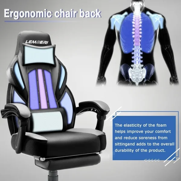LEMBERI Gaming Chairs with Footrest,Ergonomic Video Game Chairs for Adults,Big and Tall Chair 400lb Weight Capacity - Image 5