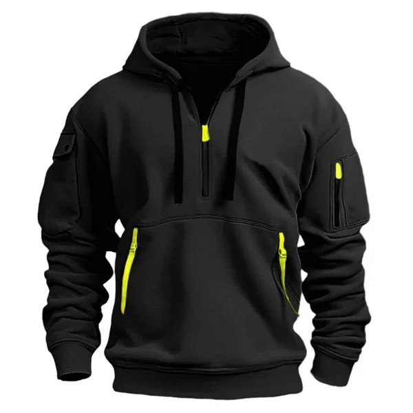 Autumn winter men's leisure sports multi-zip arm pocket hoodie jumper hoodie - Image 4