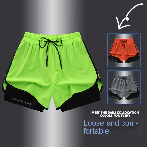 【 S-5XL 】 NASA GISS Sports Three Piece Pants Summer Popular Anti glare Double layered Sports Shorts for Men and Women Couples Ru - Image 2