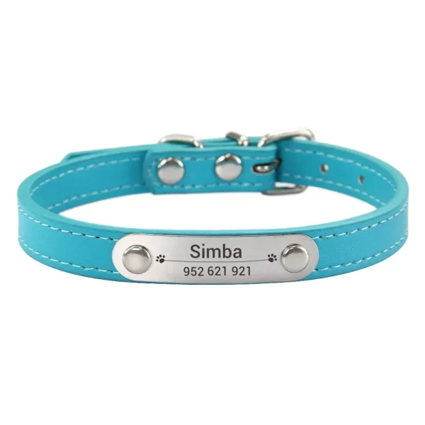 Personalized Dog Collar Name Carved ID Anti-lost Solid PU Leather Collar For Small Medium Large Dogs Puppy Cat Pet Supplies Pink - Image 17