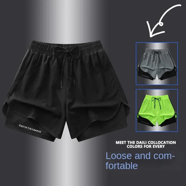 【 S-5XL 】 NASA GISS Sports Three Piece Pants Summer Popular Anti glare Double layered Sports Shorts for Men and Women Couples Ru - Image 5