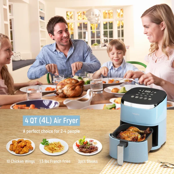 Air Fryer, Fabuletta 4.2QT Air Fryer Oven With 9 Customizable Cooking Programs,Tempered Glass Display, Nonstick Basket - Image 6