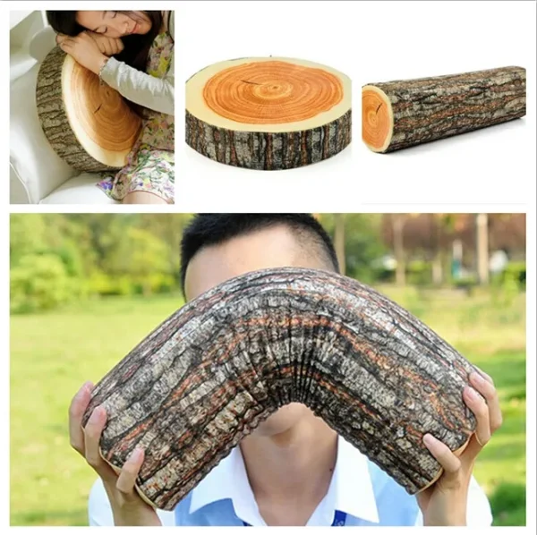1 Piece Stump Shaped Decorative Pillows Home Car Decor Cute Woods Grain Soft Chair Seat Cushion Pillow - Image 3