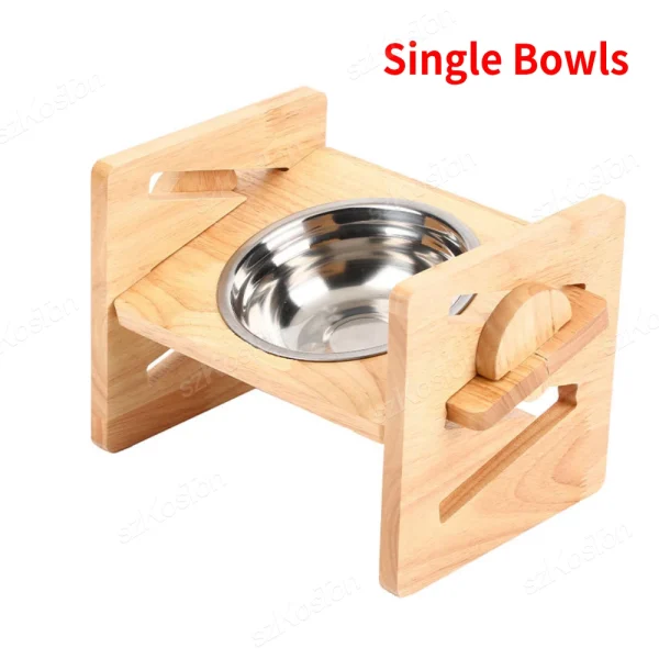 Elevated Dog Bowls Bamboo Tilted Adjustable Dogs Feeder Stand with Stainless Steel Food Bowls for Puppies Cats Pet Accessories - Image 8