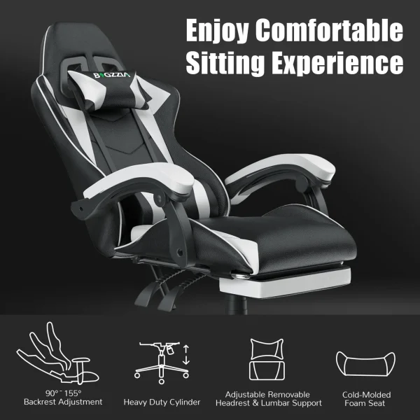 Gaming Chair with Footrest Gamer Chairs Ergonomic with Lumbar Cushion Headrest Gaming Chair Height Adjustable Computer Chair - Image 2
