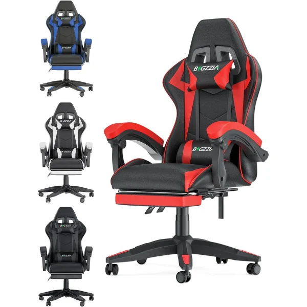 Gaming Chair with Footrest Gamer Chairs Ergonomic with Lumbar Cushion Headrest Gaming Chair Height Adjustable Computer Chair - Image 8