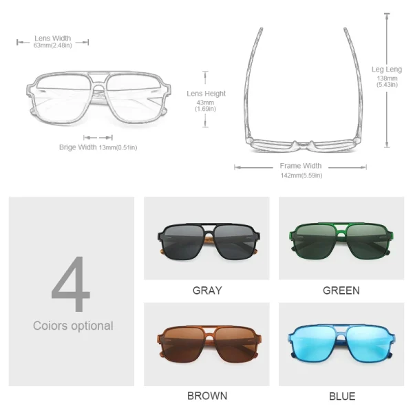Oi Wood Sunglasses for Men Wood Sun Glasses Man Eyeglasses Polarizing Glasses UVA&B Protection Eyewear ECO-Friendly - Image 2