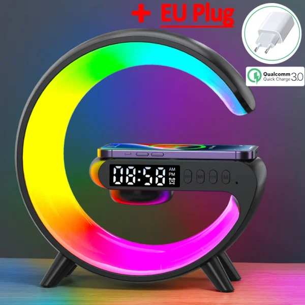 Multifunction Bluetooth Speaker TF RGB Night Light 15W Wireless Charger Stand for iPhone Samsung Xiaomi Fast Charging Station - Image 10